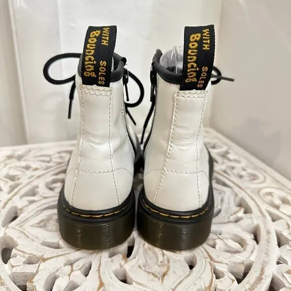 Dr Martens Junior 1460 leather lace up combat boots white Size 1