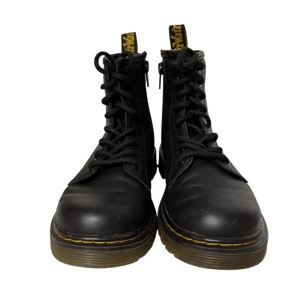 Dr. Martens Junior 1460 Softy T Black Leather Lace Up Boots Unisex Size 1