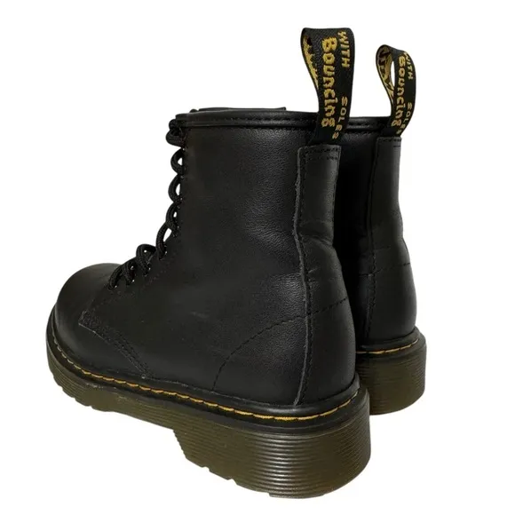 Dr. Martens Junior 1460 Softy T Black Leather Lace Up Boots Unisex Size 1