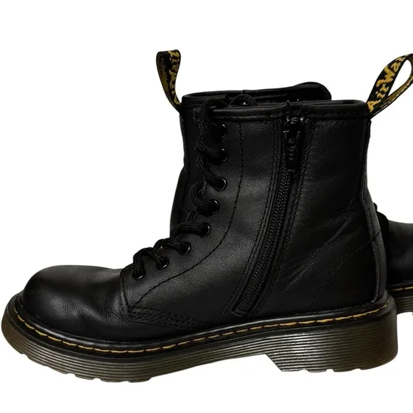 Dr. Martens Junior 1460 Softy T Black Leather Lace Up Boots Unisex Size 1