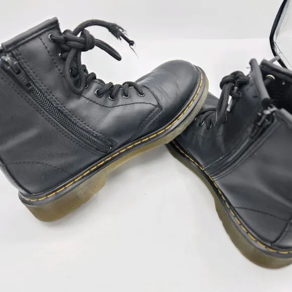Dr. Martens Junior 1460 Softy T Leather Lace Up Boots Kids Size 3 Black