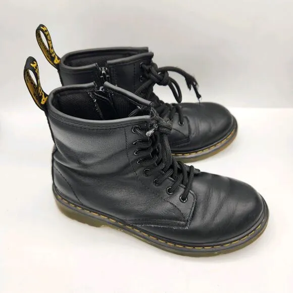 Dr. Martens Junior 1460 Softy T Leather Lace Up Boots Kids Size 3 Black