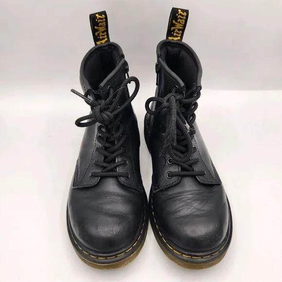 Dr. Martens Junior 1460 Softy T Leather Lace Up Boots Kids Size 3 Black