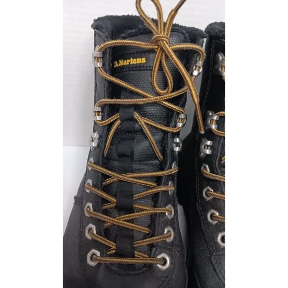 Dr. Martens Men Black 9 Combs Tech Faux Fut Lined Lace Up Outdoor Boots