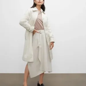 Drape Midi Skirt - New - NEVER WORN - Silver Birch/ Cream Cub Monaco Size 4