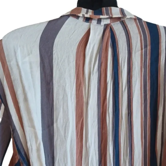 DRESS Forum Los Angeles  striped belted midi length shirt dress. Size small.