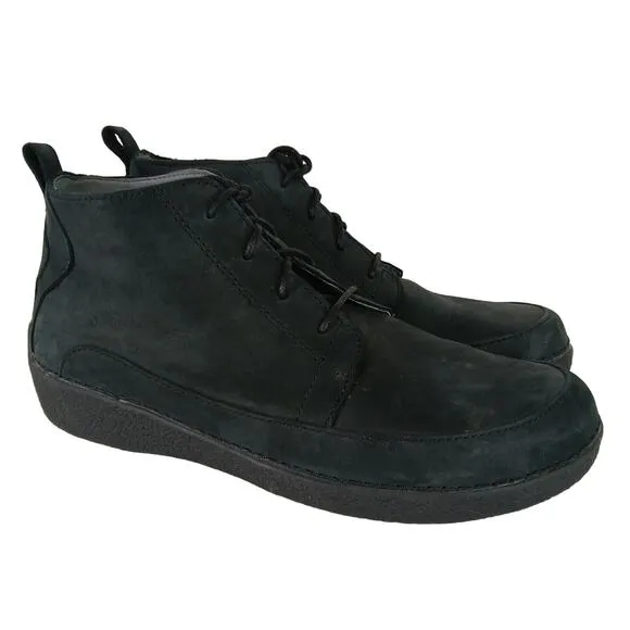 Duluth Trading Women's SZ 9.5 Seneca Falls Laced Ankle Boot Black Leather 21911