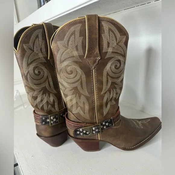 Durango Americana USA Western Cowboy Boots Buckle Embroidered Women - Size 9.5M