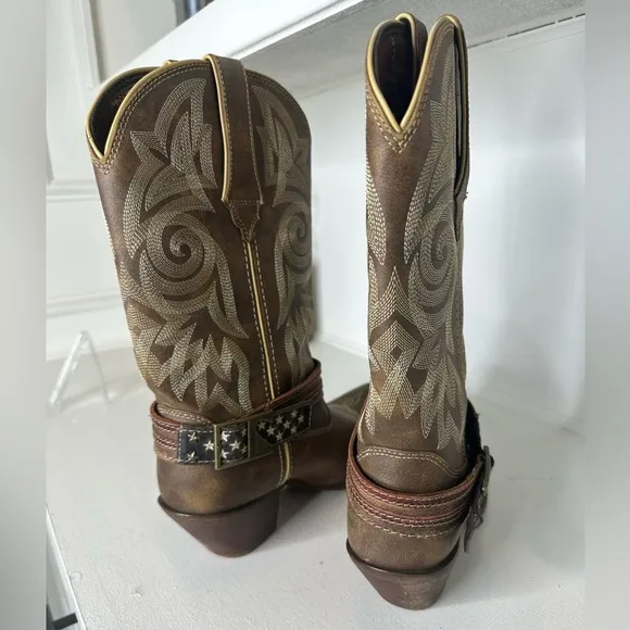 Durango Americana USA Western Cowboy Boots Buckle Embroidered Women - Size 9.5M