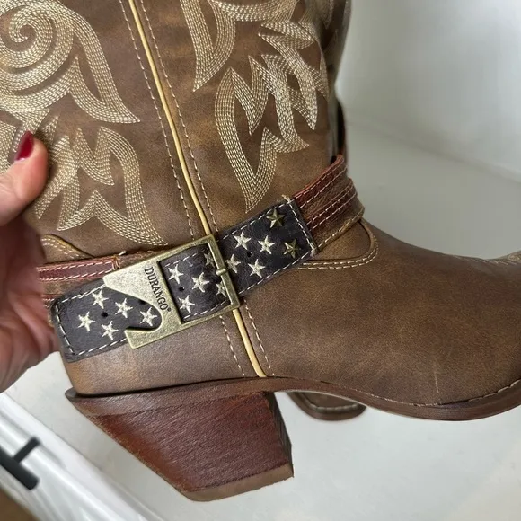 Durango Americana USA Western Cowboy Boots Buckle Embroidered Women - Size 9.5M