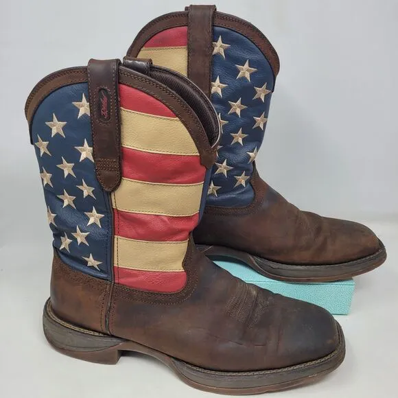 Durango Rebel American Flag 12” Western Cowboy Boot DK Brown DB5554 Mens Sz 12 D