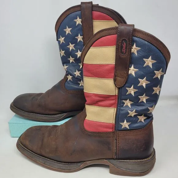 Durango Rebel American Flag 12” Western Cowboy Boot DK Brown DB5554 Mens Sz 12 D