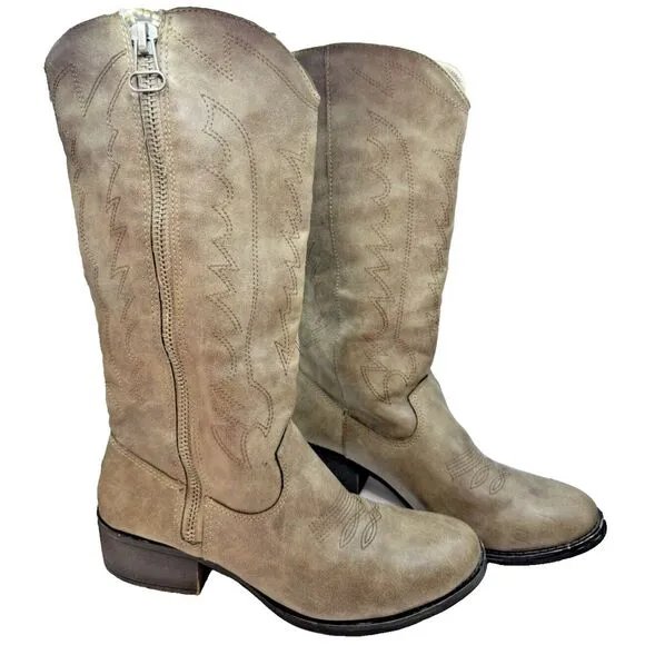 Durant Cowboy Boots Women's 10  2&quot; Heel Cowgirl Western Embroidered Zip