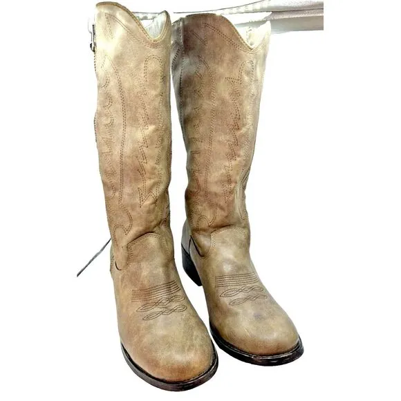 Durant Cowboy Boots Women's 10  2&quot; Heel Cowgirl Western Embroidered Zip