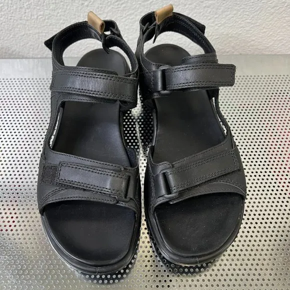 Ecco Men's  Black Leather Offroad 2.0 Sandals Double Strap Size US 6-6.5 EU 40