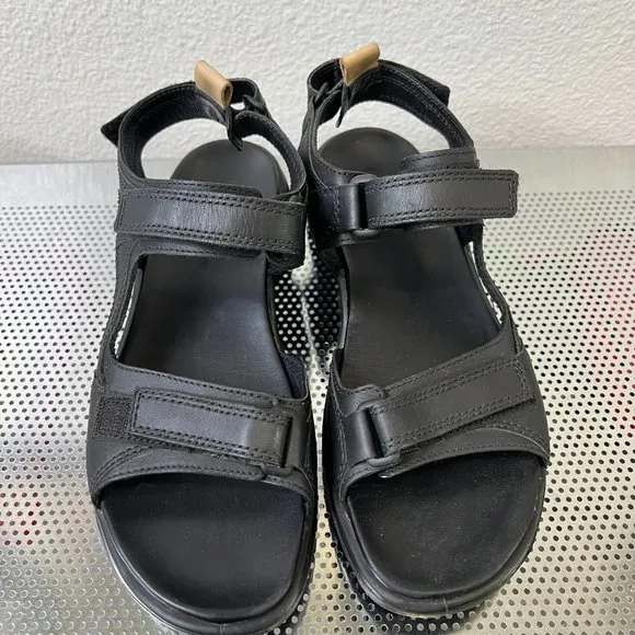 Ecco Men's  Black Leather Offroad 2.0 Sandals Double Strap Size US 6-6.5 EU 40