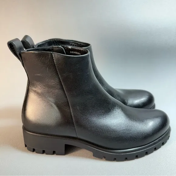 ECCO Modtray Black Leather Zip-Up Ankle Boots EU 37 NWOT