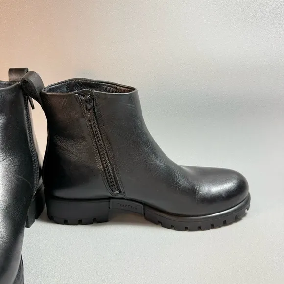 ECCO Modtray Black Leather Zip-Up Ankle Boots EU 37 NWOT