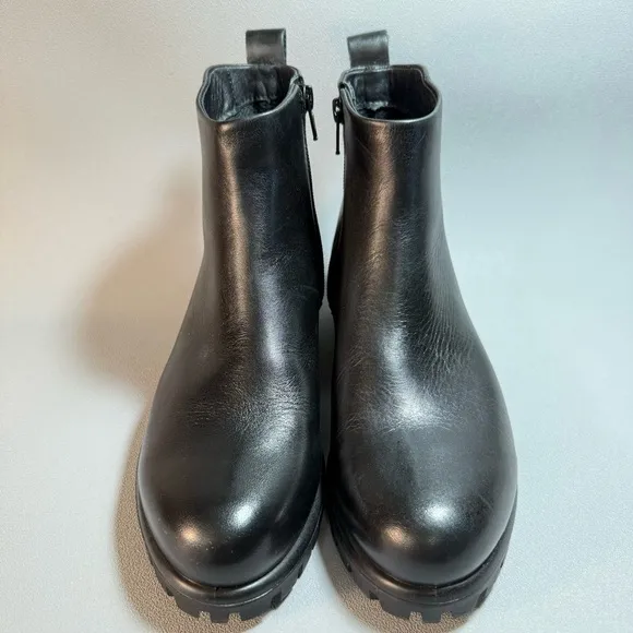 ECCO Modtray Black Leather Zip-Up Ankle Boots EU 37 NWOT
