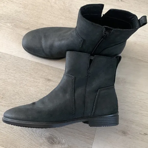 Ecco Touch 15 Suede Chelsea Boots Ankle size 8 leather zipper black