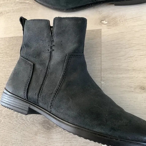 Ecco Touch 15 Suede Chelsea Boots Ankle size 8 leather zipper black
