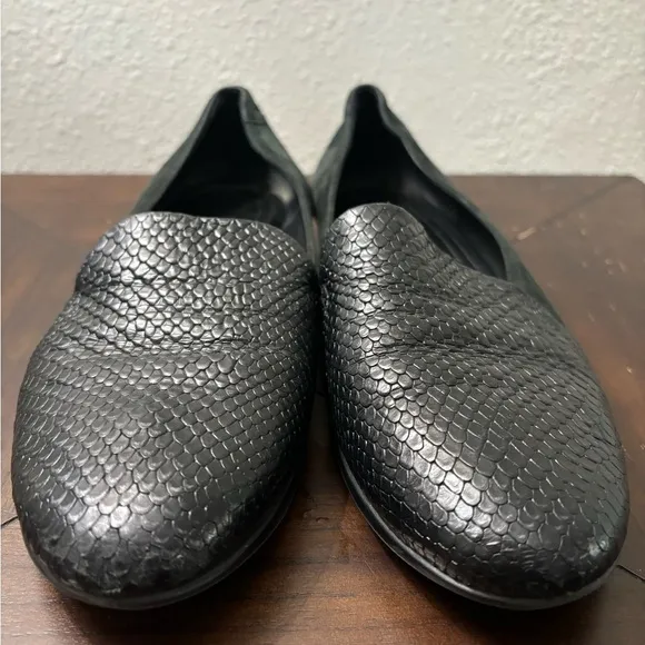 ECCO Touch Ballerina 2.0 Women's Black Leather Flat EU 38 US‎ 7 / 7.5 Snakeskin