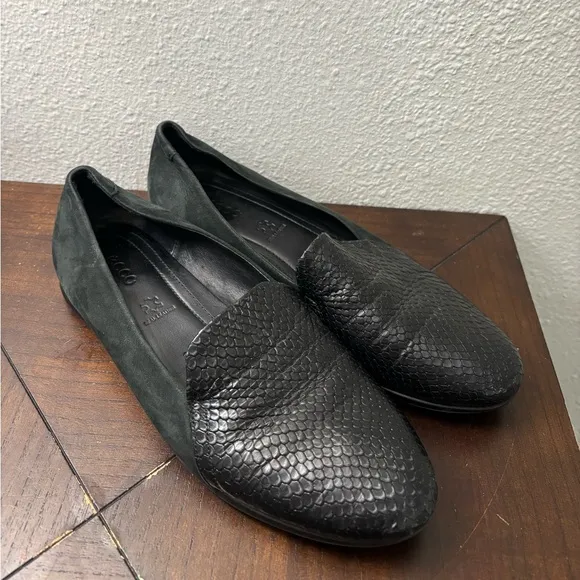 ECCO Touch Ballerina 2.0 Women's Black Leather Flat EU 38 US‎ 7 / 7.5 Snakeskin
