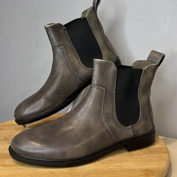 Ecco Women's Touch 15 Danish Design Leather Chelsea Boots Gray/Black Size 4-4.5