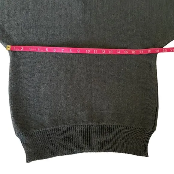 Eddie Dassin 80s Black Knit Animal Print Stud Appliqué Sweater Shoulder Pads M