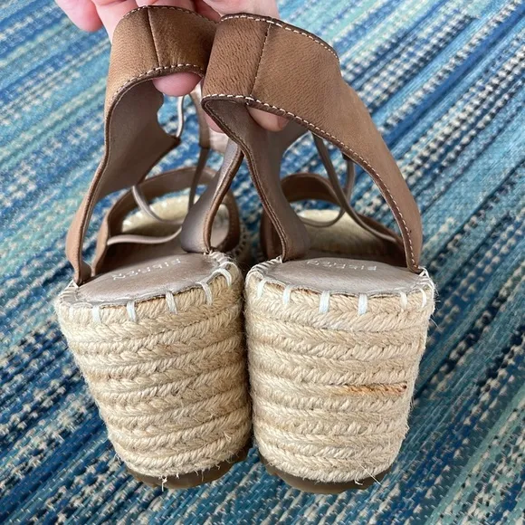 Eileen Fisher Agnes Leather Espadrille Wedge Sandals size 7