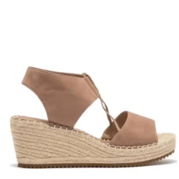 Eileen Fisher Agnes Leather Espadrille Wedge Sandals size 7