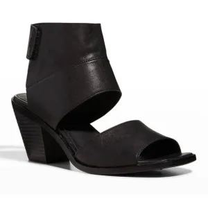 Eileen Fisher Black Arts Ankle-Cuff Leather Sandals