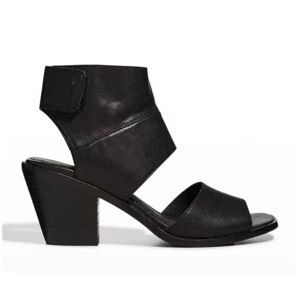 Eileen Fisher Black Arts Ankle-Cuff Leather Sandals