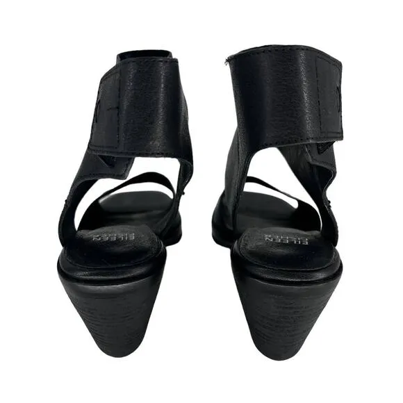 Eileen Fisher Black Arts Ankle-Cuff Leather Sandals