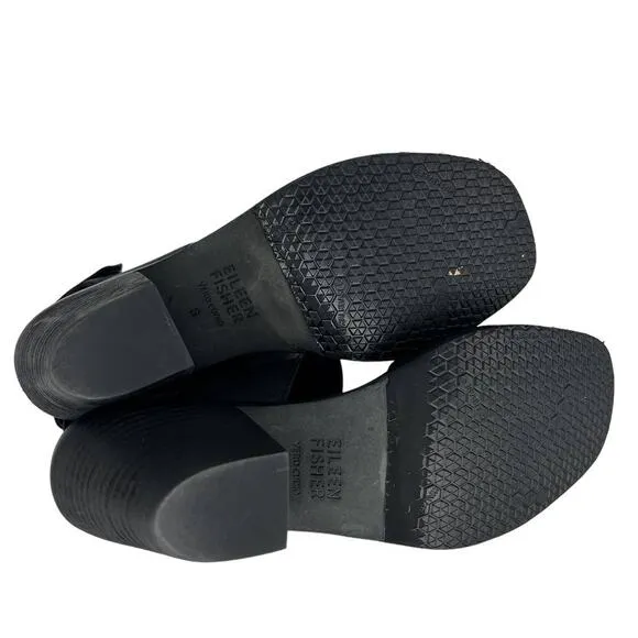 Eileen Fisher Black Arts Ankle-Cuff Leather Sandals
