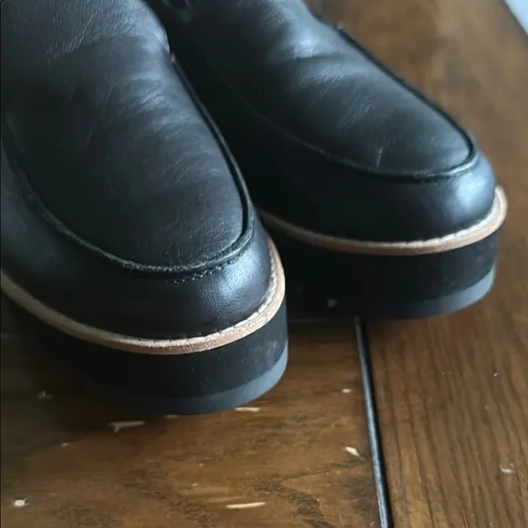 Eileen Fisher Ells Smooth Leather Loafer Wedge Black Slip-On
