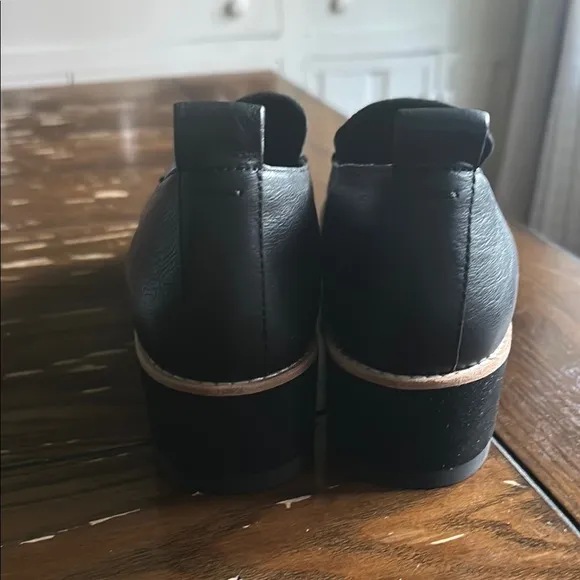 Eileen Fisher Ells Smooth Leather Loafer Wedge Black Slip-On