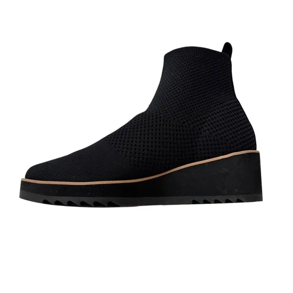 Eileen Fisher London Knit Wedge Ankle Boot Booties Black Size 9.5 NWT