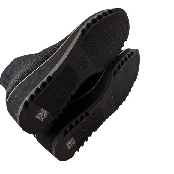 Eileen Fisher London Knit Wedge Ankle Boot Booties Black Size 9.5 NWT