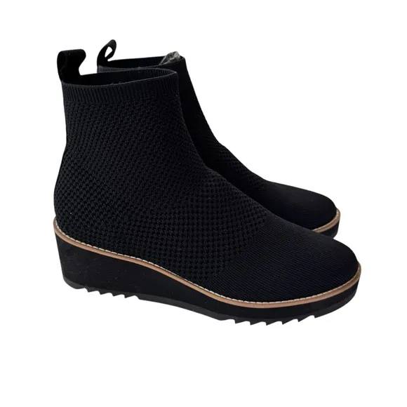 Eileen Fisher London Knit Wedge Ankle Boot Booties Black Size 9.5 NWT