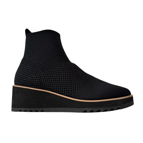 Eileen Fisher London Knit Wedge Ankle Boot Booties Black Size 9.5 NWT
