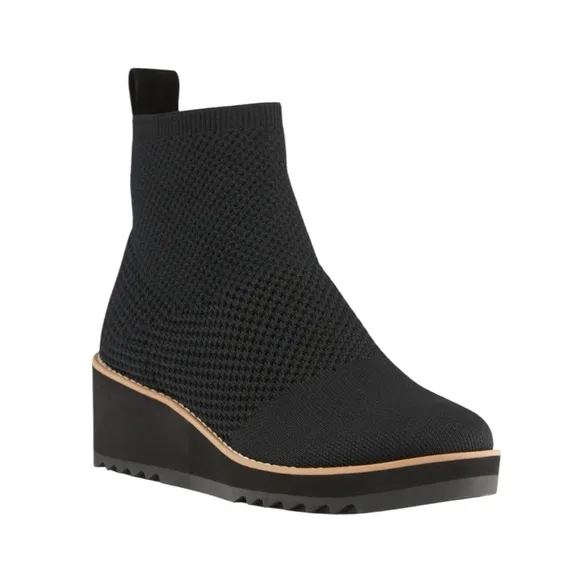 Eileen Fisher London Knit Wedge Ankle Boot Booties Black Size 9.5 NWT