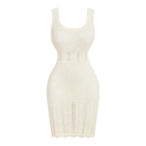 Elegant Sleeveless Rib-Knit Sweater Dress
