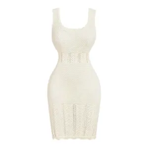 Elegant Sleeveless Rib-Knit Sweater Dress