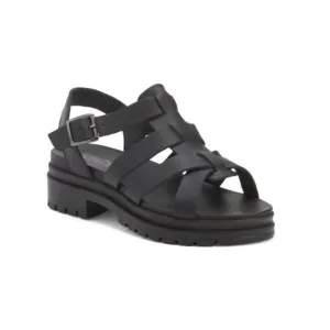 ENVAL SOFT Black Made In Italy Leather Comfort Fisherman Sandals
