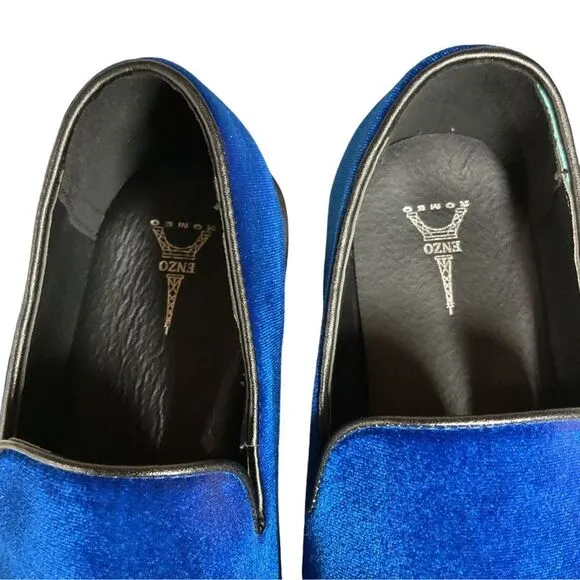Enzo Men's Sparko 03 Royal Blue Velvet Loafers Size 8.5 Slip On Shoes Classic