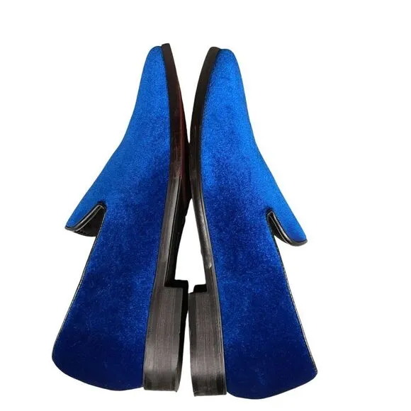 Enzo Men's Sparko 03 Royal Blue Velvet Loafers Size 8.5 Slip On Shoes Classic