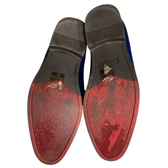 Enzo Men's Sparko 03 Royal Blue Velvet Loafers Size 8.5 Slip On Shoes Classic