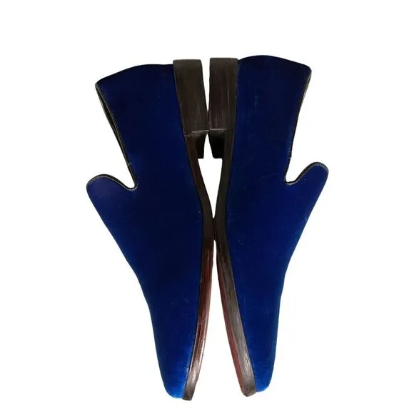 Enzo Men's Sparko 03 Royal Blue Velvet Loafers Size 8.5 Slip On Shoes Classic