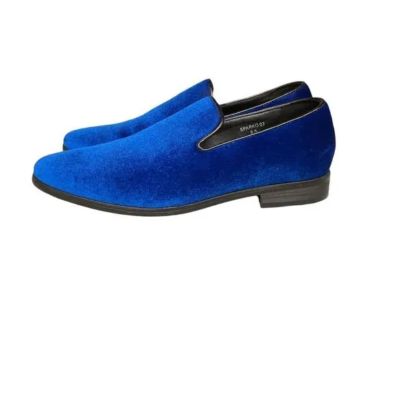 Enzo Men's Sparko 03 Royal Blue Velvet Loafers Size 8.5 Slip On Shoes Classic